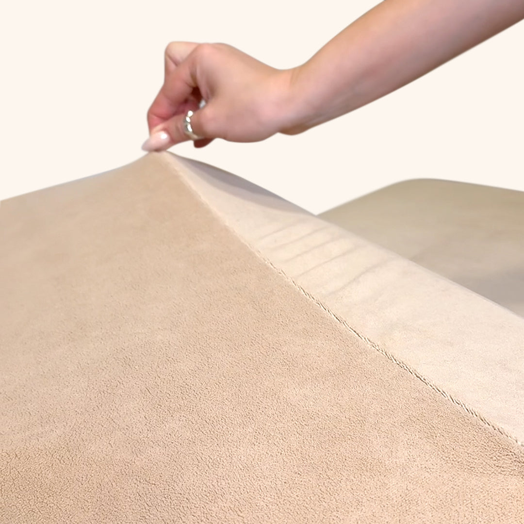 Copriletto e federa in pile Teddy beige