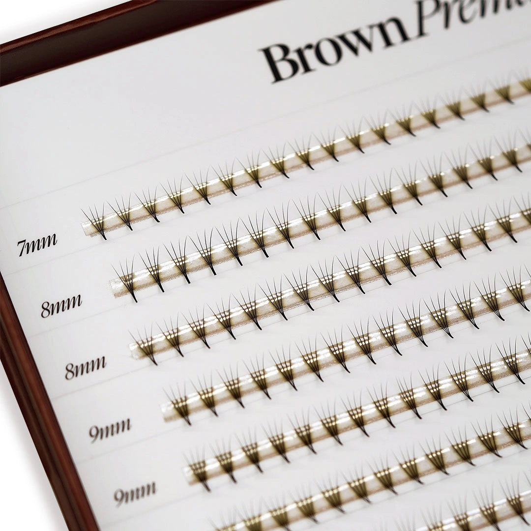 BROWN Narrow Premade/Promade Fans 4D 0.07 600 fans - Mixed Lengths
