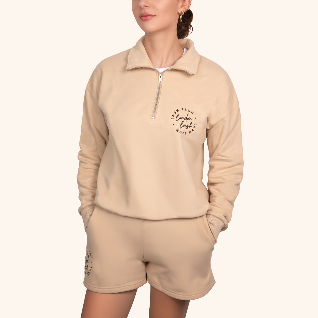 Felpa con zip e collo a imbuto London Lash